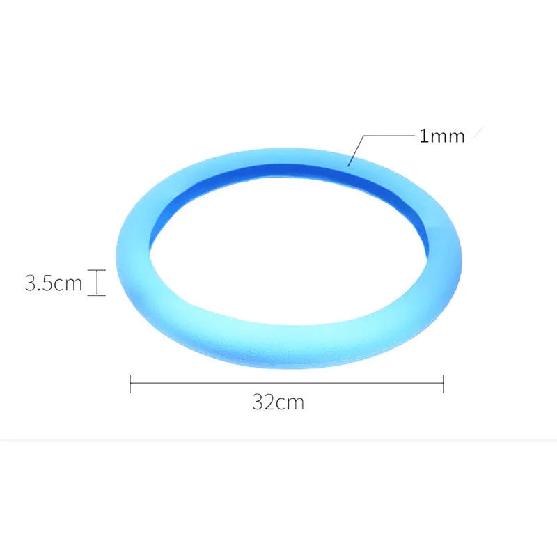 Anti-slip silicone steering wheel cover with imitation leather texture in black for small cars 32-40cm