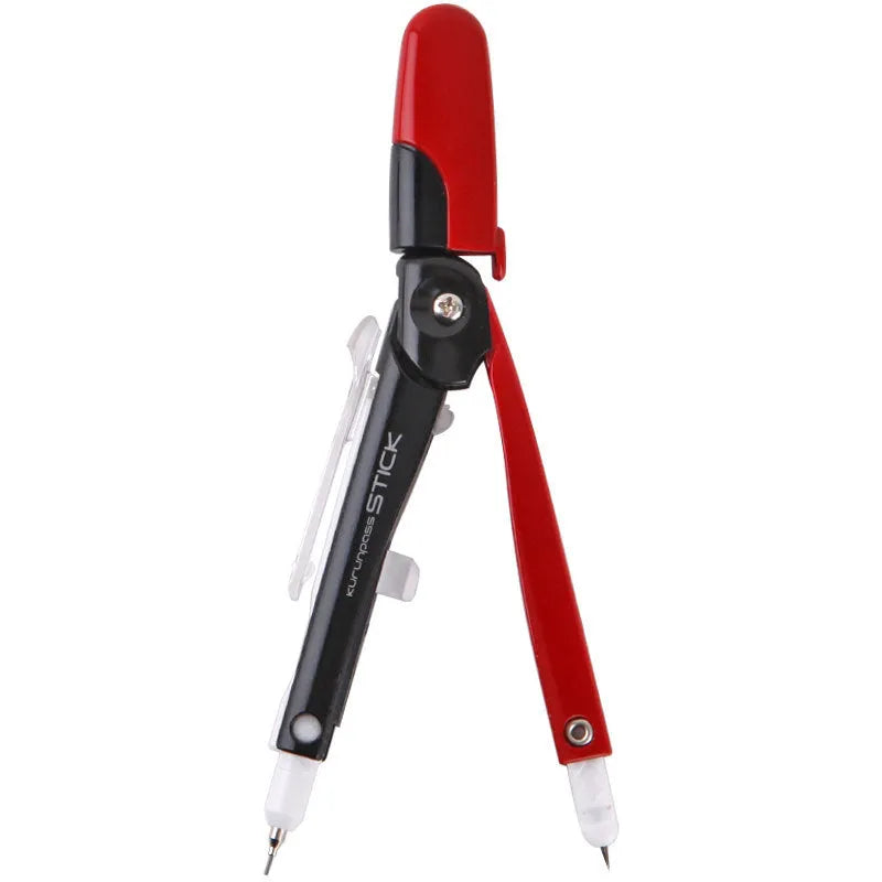 Blue automatic pen with built-in compass showing protective cap and 122mm length