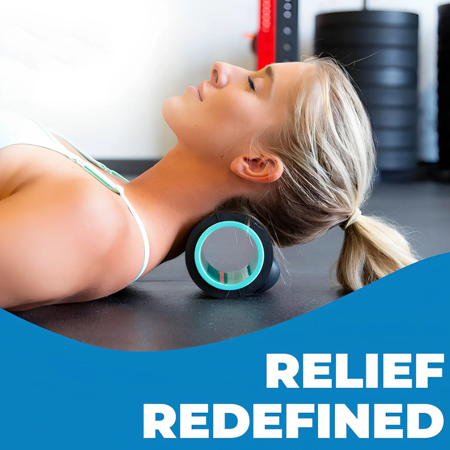 Black YBS cervical massager, 12.5 cm x 11.1 cm, PU and ABS for neck thumb pressure relief