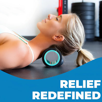 Black YBS cervical massager, 12.5 cm x 11.1 cm, PU and ABS for neck thumb pressure relief