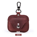 Brown leather AirPods Pro case with vintage clamshell design and crazy horse pattern texture