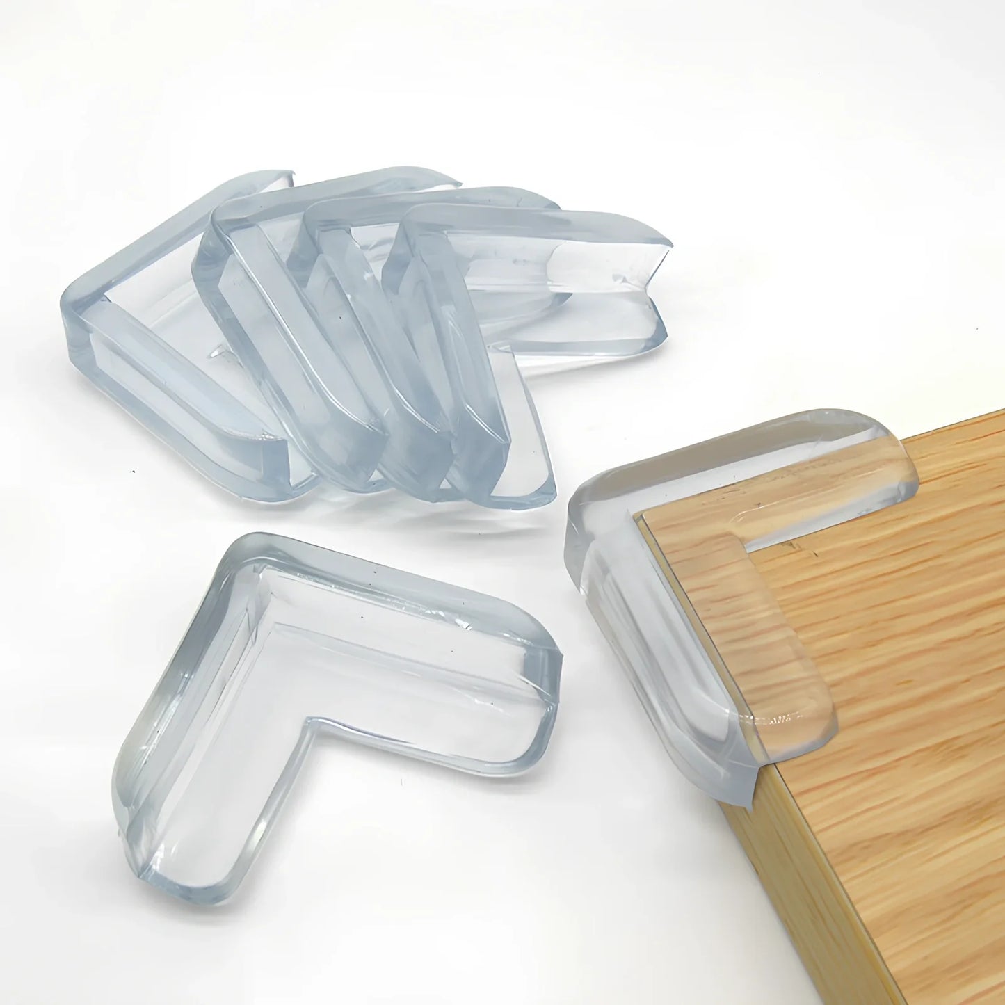 L-shaped baby silicone protective pad in soft PVC with 3M glue for table corner safety, thickened 2cm padding