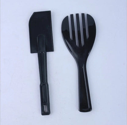 Plastic sushi making kit with 5 molds for creating heart, round, and square sushi shapes