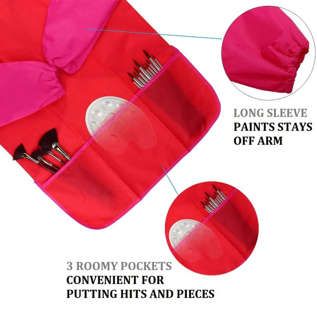 Waterproof children's painting apron with long sleeves in various colours