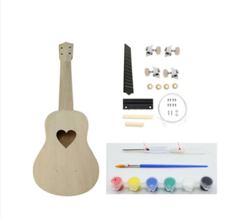 Hand-painted cherry blossom ukulele for beginners, 21 inches in length