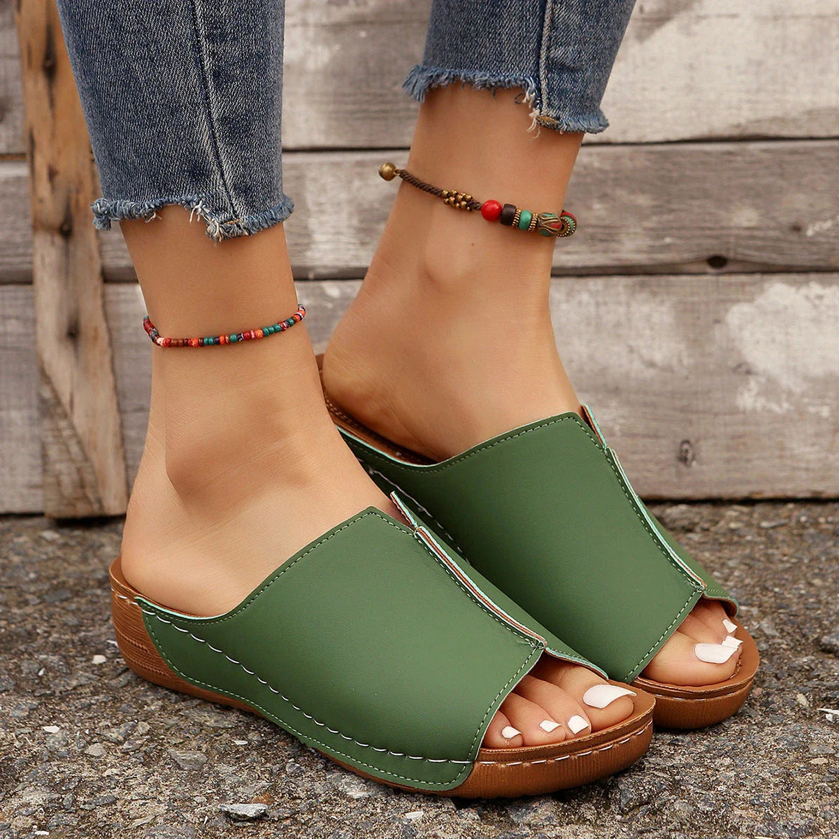 Stylish wedge sandals with PU upper and sole, available in various colors and sizes for comfortable summer wear