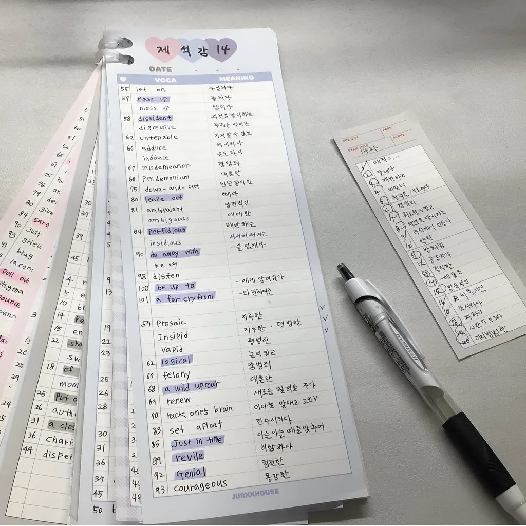 Vertical English words learning notepad in B5 half size with double-sided printing