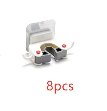 Adhesive Wall-Mounted Mop and Broom Holder with Double-Hook Design for Organizing Cleaning Tools