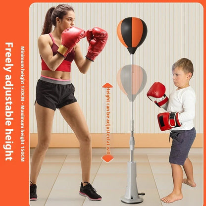 Vertical boxing target with adjustable height mechanism and PU striking surface for home training