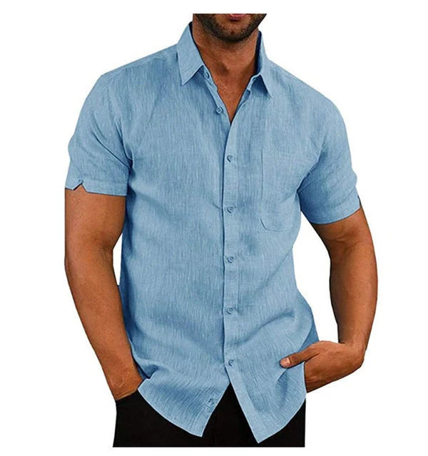 Men's solid colour short sleeve summer tee with drop shoulder sleeve design