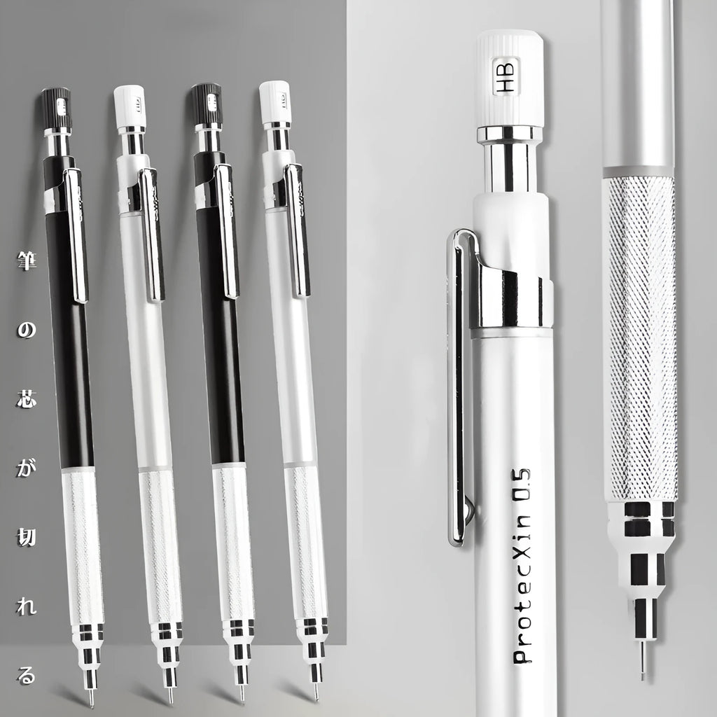 Low centre of gravity mechanical pencil 0.5mm HB in black, simple design for students