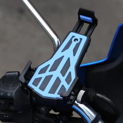 Bicycle handlebar phone holder with triangular design and 360 rotation in multiple colours
