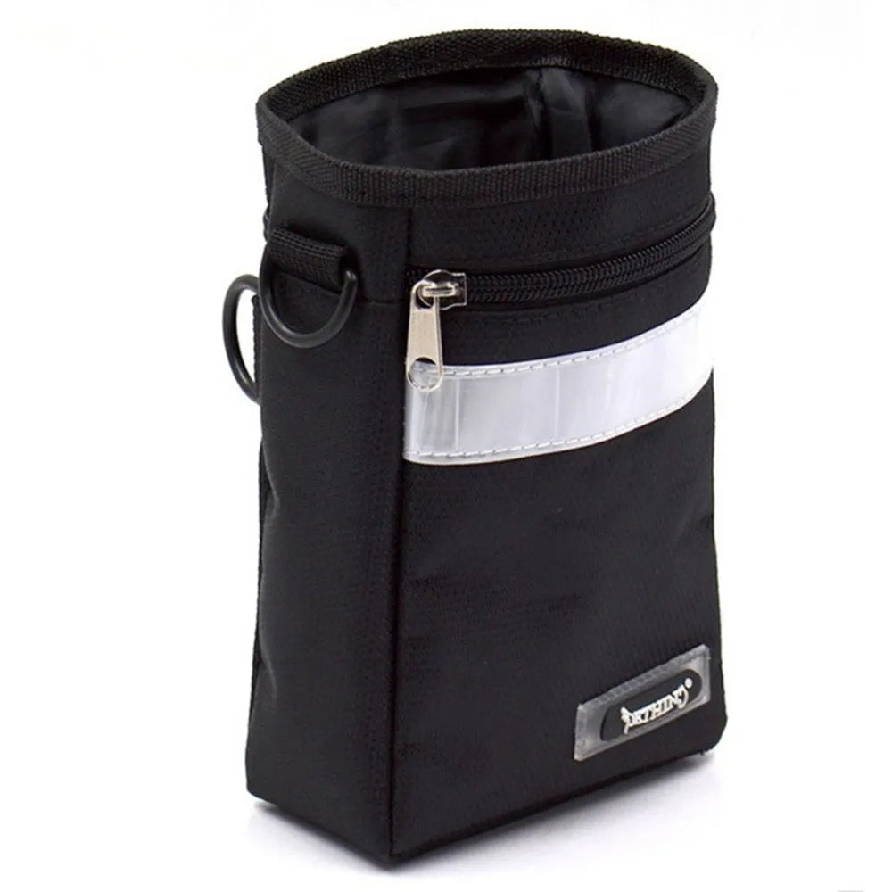 Black dog training belt bag made of Oxford cloth and polyester with adjustable waist belt
