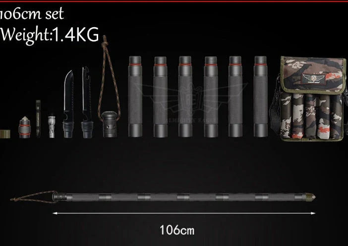 Multifunctional tactical stick for outdoor adventures with tools including bottle opener and compass