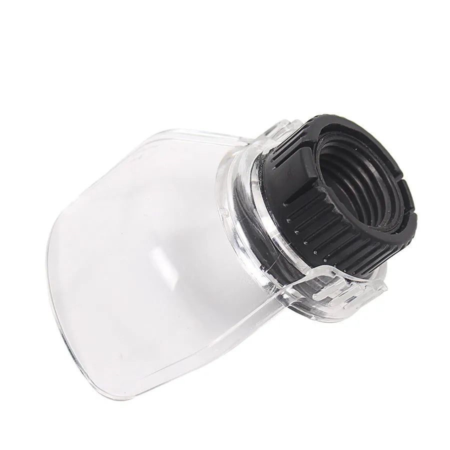 Transparent plastic horn safety cover for Delta electric grinding machine.