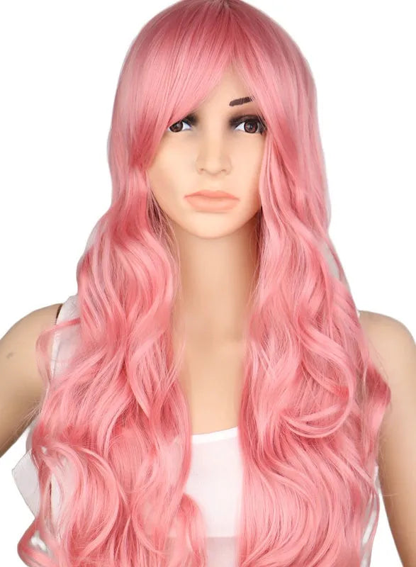 Long curly wig in black brown colour with 30cm length on mannequin head