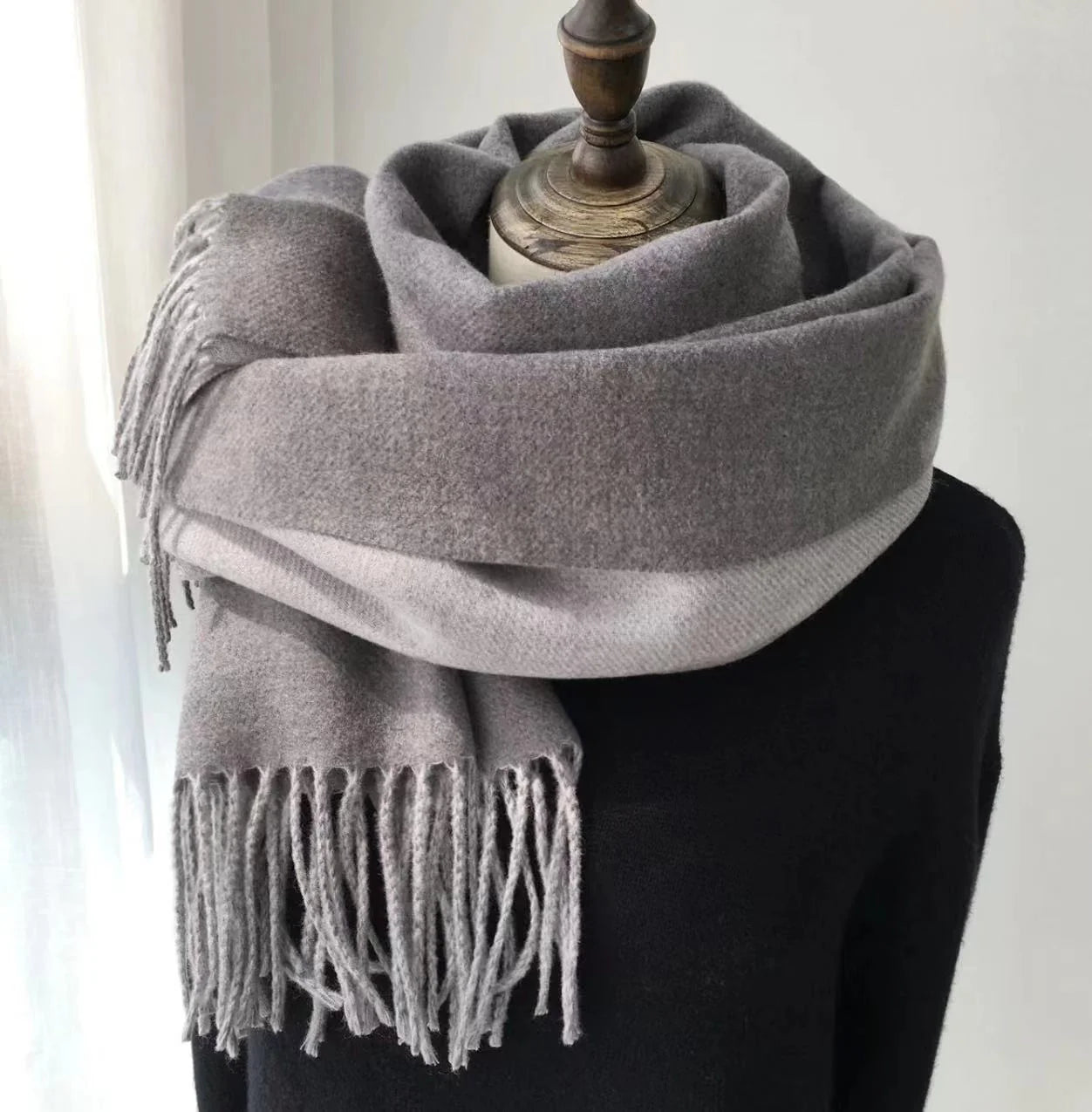 Double-sided artificial Australian wool scarf shawl in various colours for winter warmth