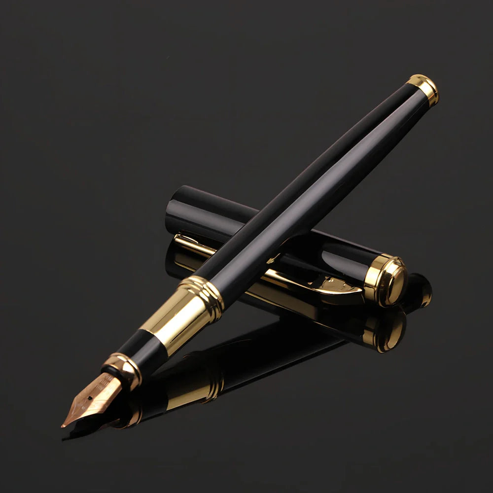 Red and black 0.5mm metal ink pen with Yijin nib for office writing, 14cm length in OPP bag