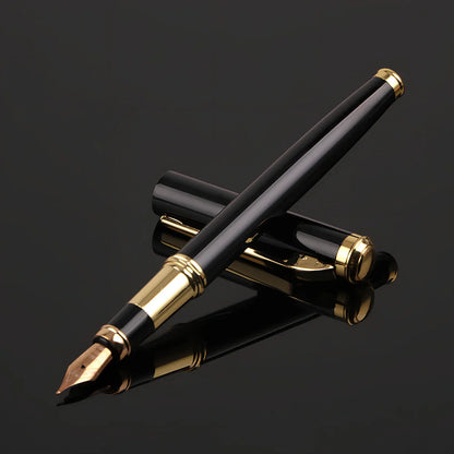 Red and black 0.5mm metal ink pen with Yijin nib for office writing, 14cm length in OPP bag