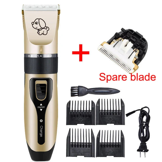 Dog hair clipper with ceramic blade and adjustable combs for precise grooming