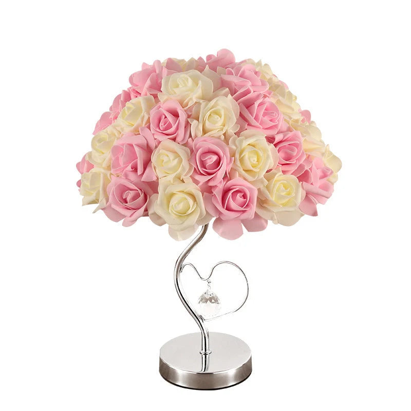 Wedding decoration lamp with roses flower design for bedroom and desk, available in multiple colors and sizes
