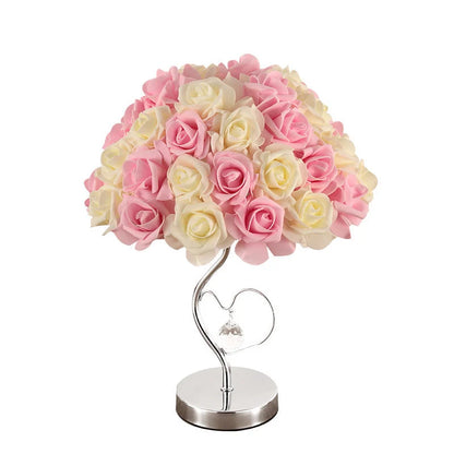 Wedding decoration lamp with roses flower design for bedroom and desk, available in multiple colors and sizes