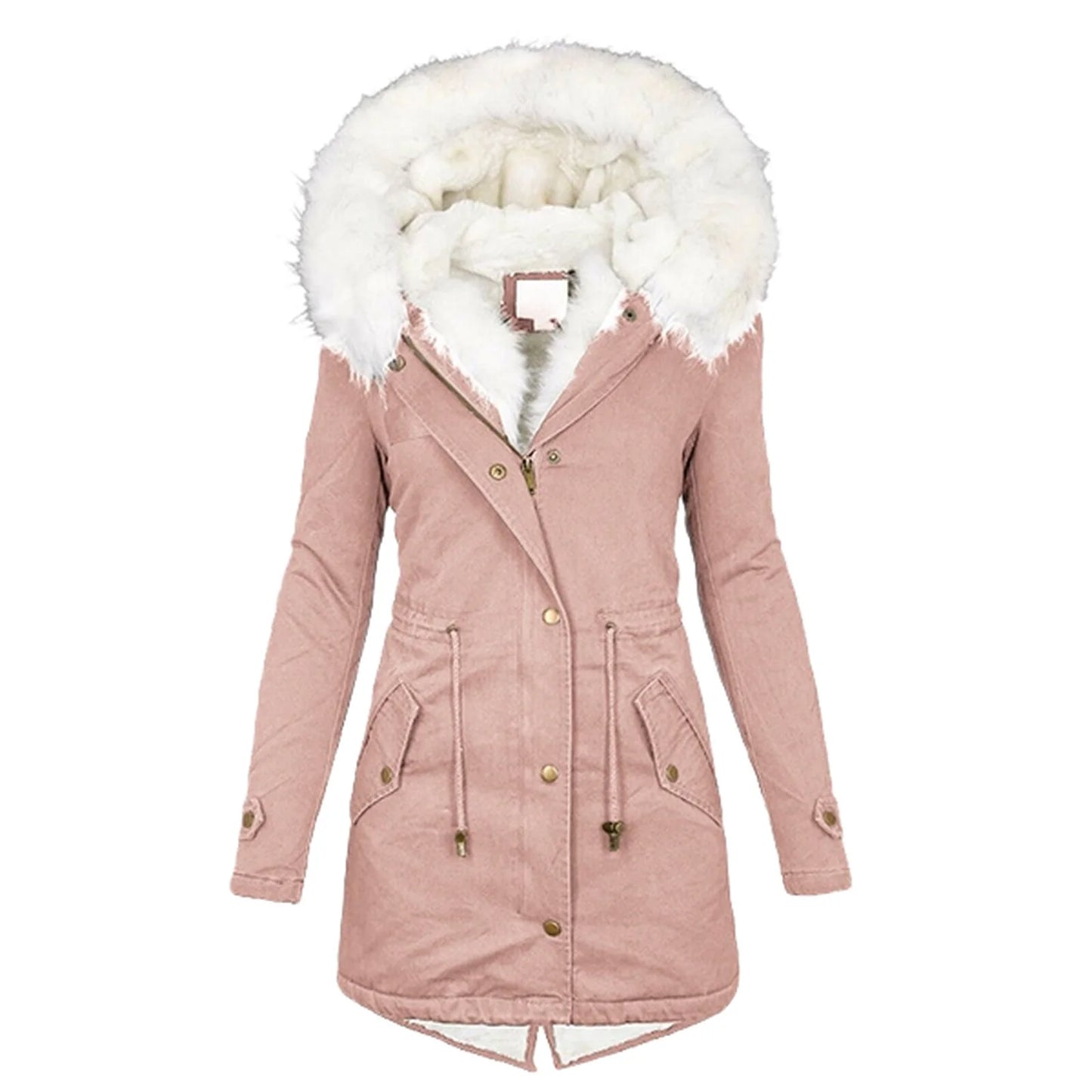 Women's cotton padded jacket with white collar, available in multiple colours and sizes