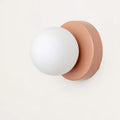 Nordic modern simple glass ball wall lamp with iron frame, available in five base colours including beige and black