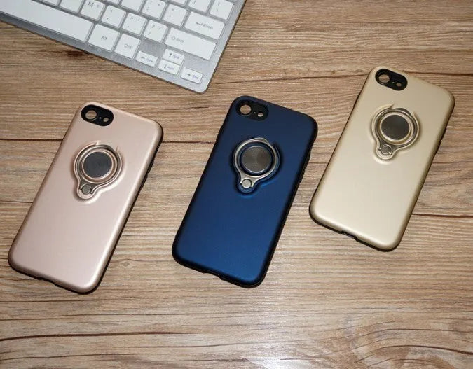 Magnetic iPhone case in solid colours showing metal ring for car mount attachment