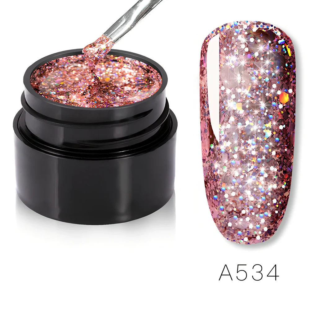 Bottle of colorful nail polish in shades RFA531 to RFA538, 10ml glass with glossy finish