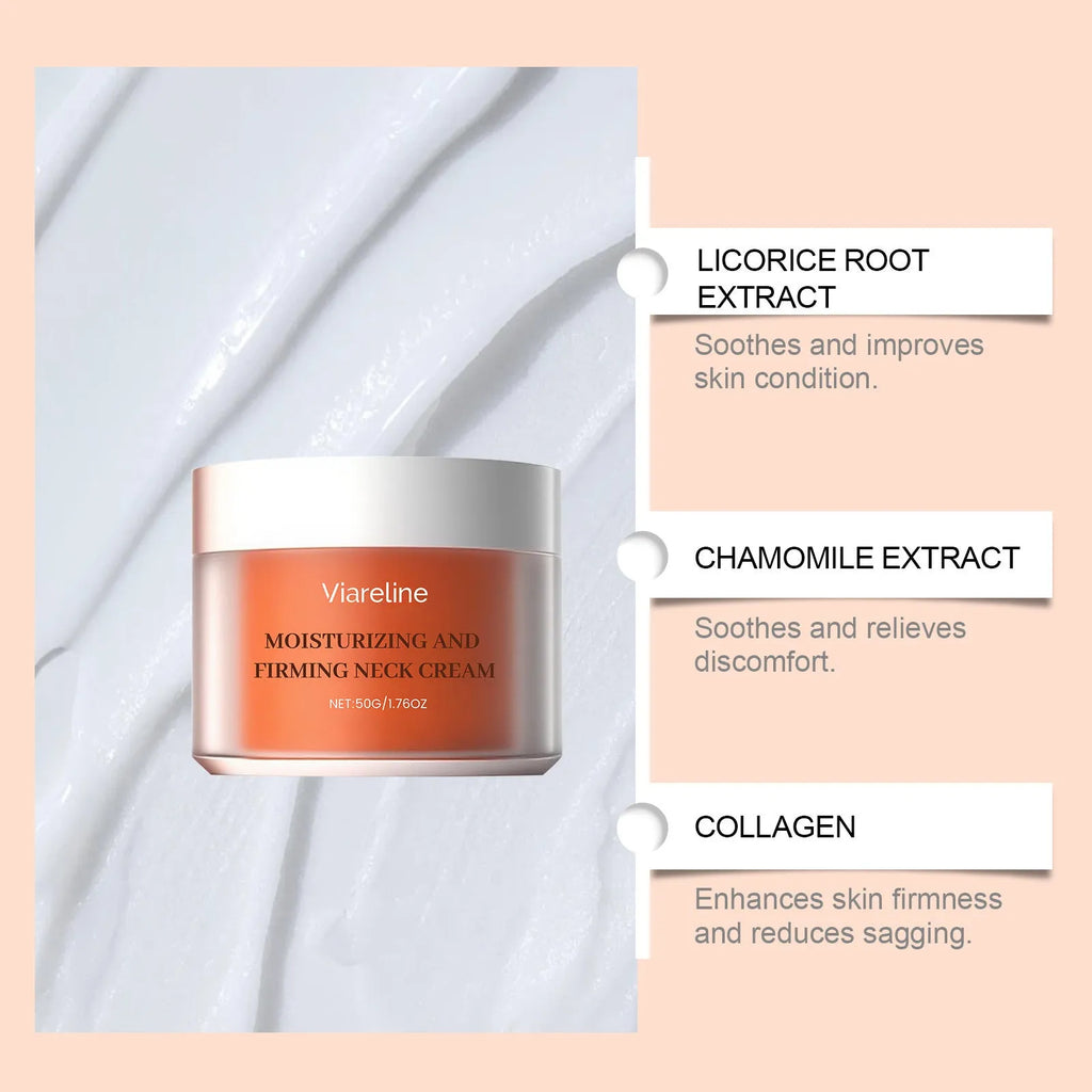 50g neck moisturising cream in compact packaging for daily contour skin care