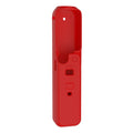 Silicone protective cover for camera body in black, red, and orange colours showing non-slip texture