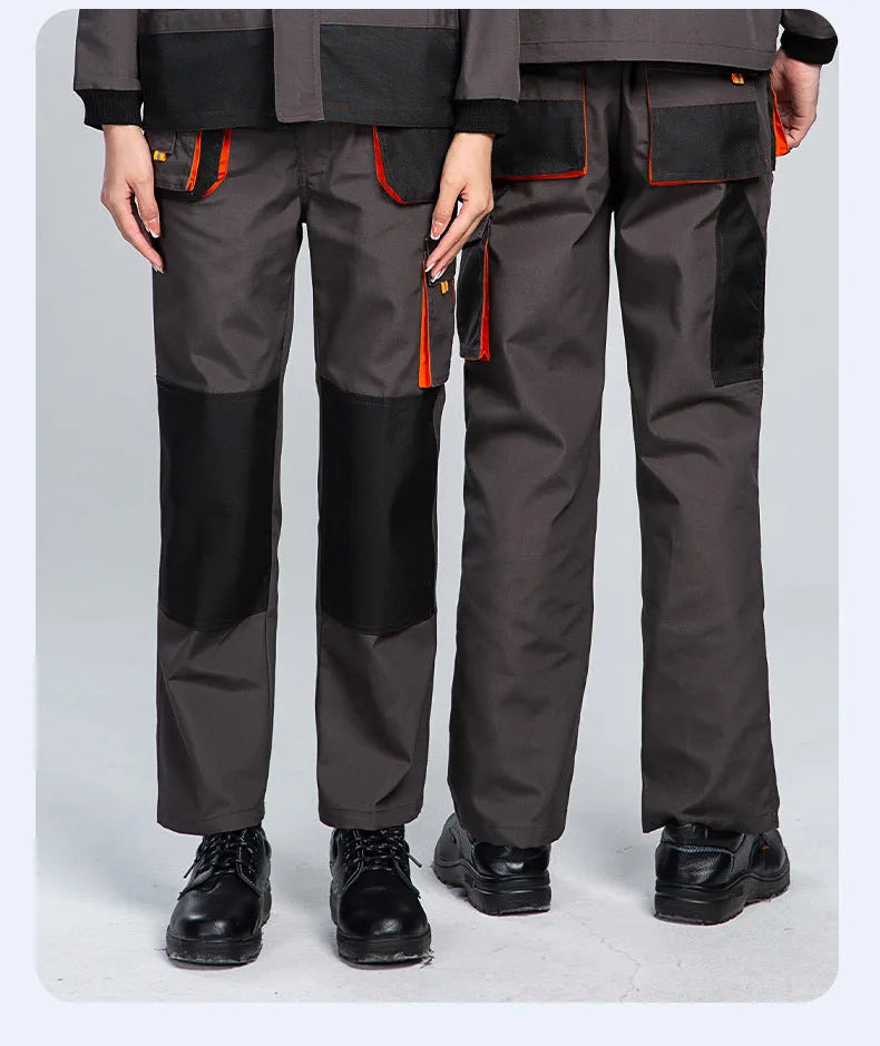 Men's dark gray large pocket cargo pants with multiple pockets, polyester moisture wicking fabric, Asian sizes S to 5XL