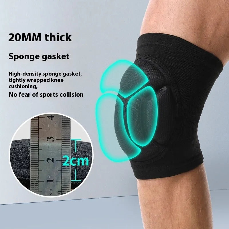 A pair of black thick sponge knee pads for dance and sports protection.