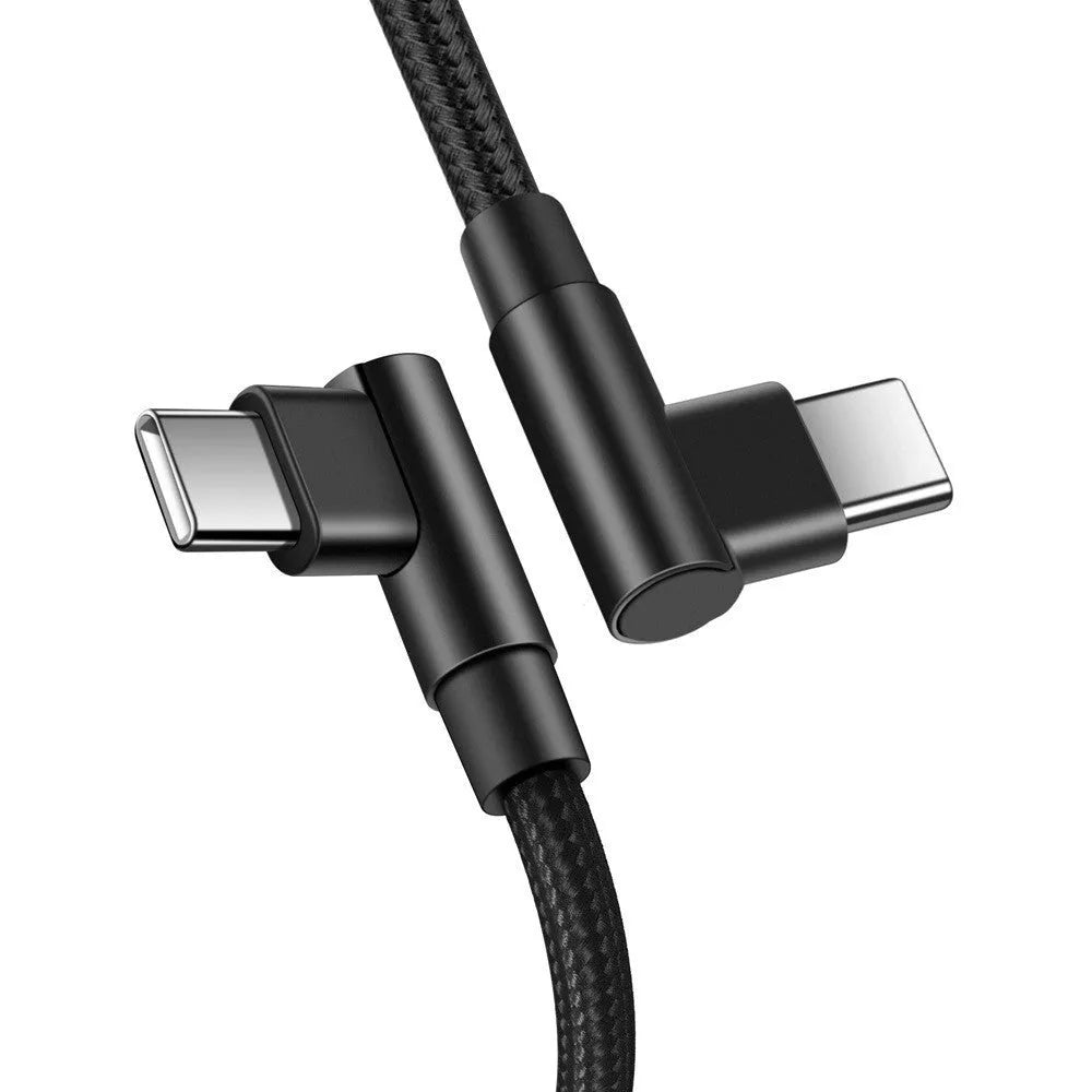 Black double-ended Type-C nylon braided PD fast charging data cable 2m length