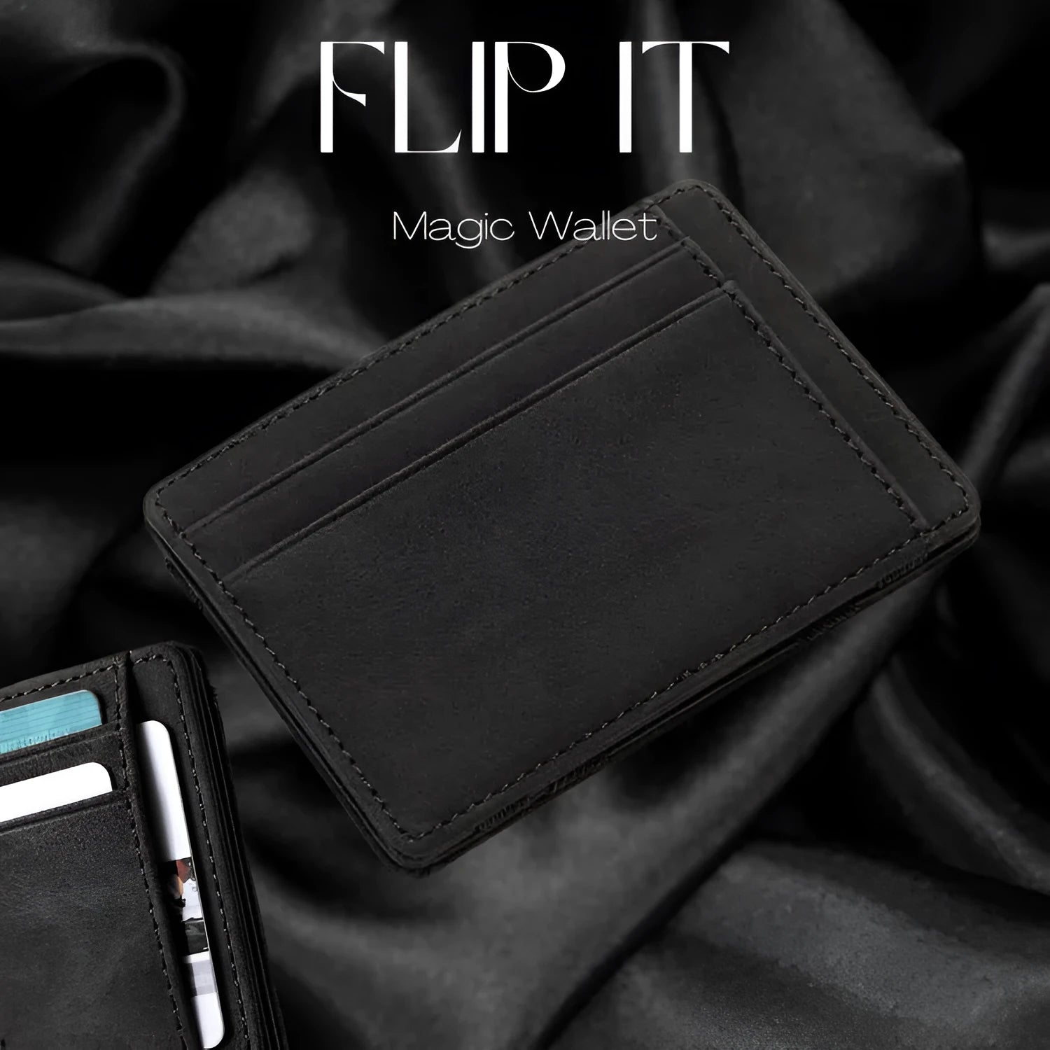 PU leather flip card holder wallet with zipper coin purse in multiple colours showing RFID anti-theft design