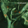 Pure ramie embroidery cloth fabric for hanfu, shown in beige, grass green, and dark green colours.