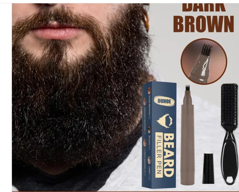 A premium beard filling pencil with a brush, designed to help men achieve a flawless, well-groomed beard look.