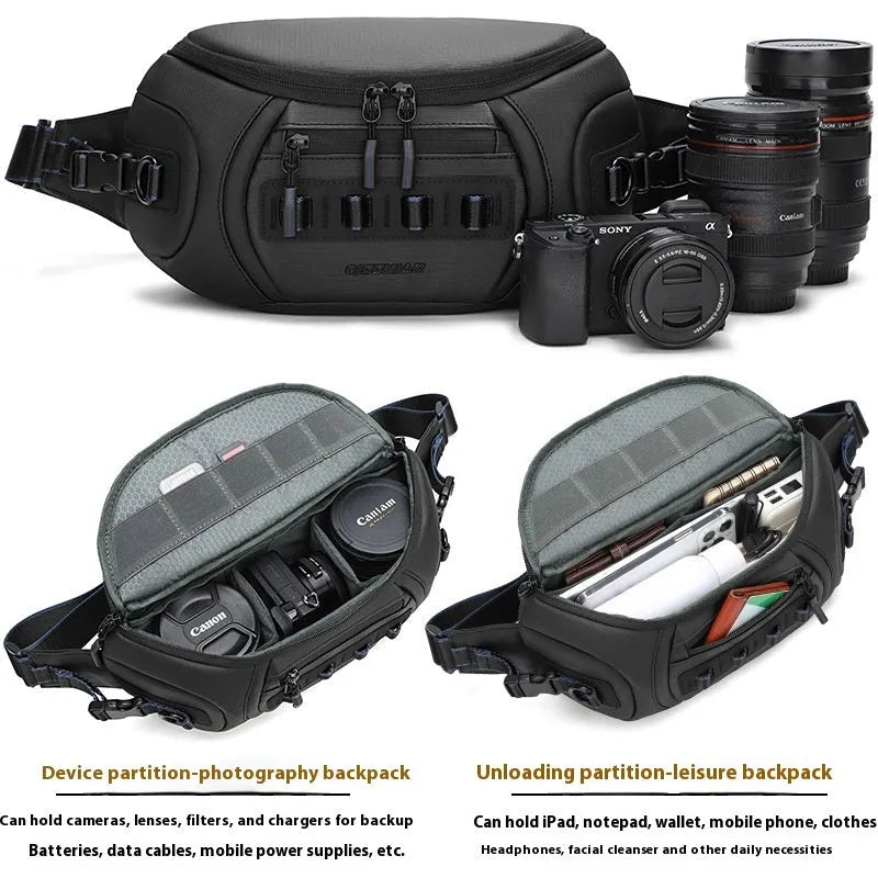 Oxford cloth waterproof camera shoulder bag in black grey or green for DSLR equipment