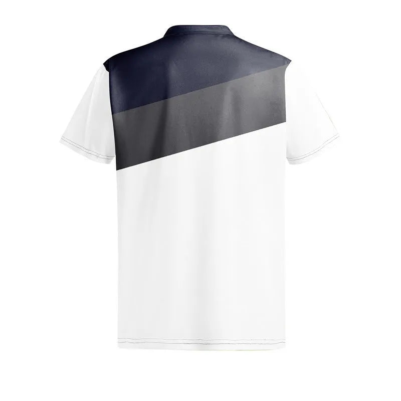 Men's loose-fit grey T-shirt with a colourful 3D digital print design on the front.