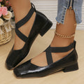 Gold French evening slip-on pumps with square toe and low heel