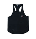 Men's white cotton sports vest for fitness and running training, shown on a hanger.