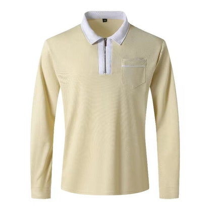 2024 Autumn Men's Long Sleeve Zipper Polo Shirts in various colors