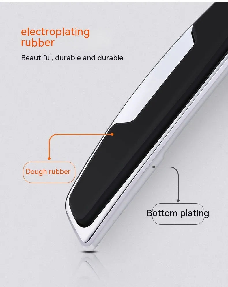 Black plastic silicone car door bumper protection strips, four-piece set showing dimensions.