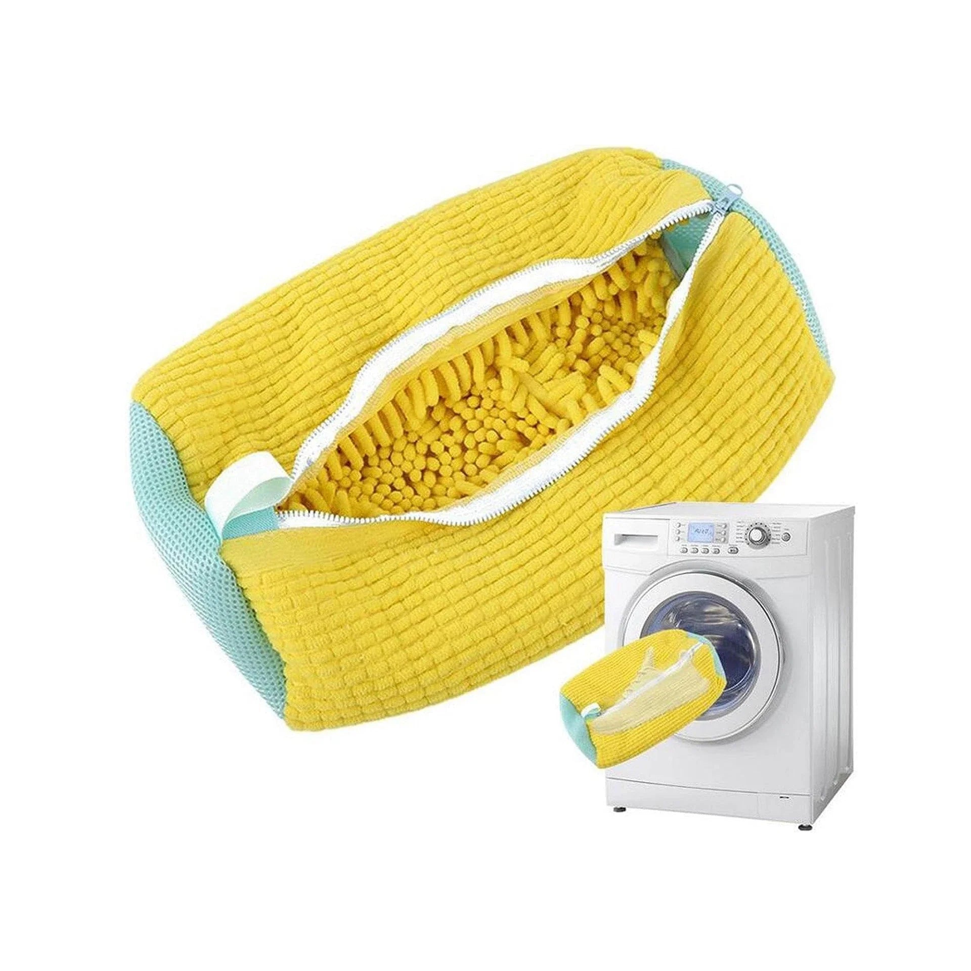 Reusable shoe wash bag with auto-lock zipper for washing machine cleaning