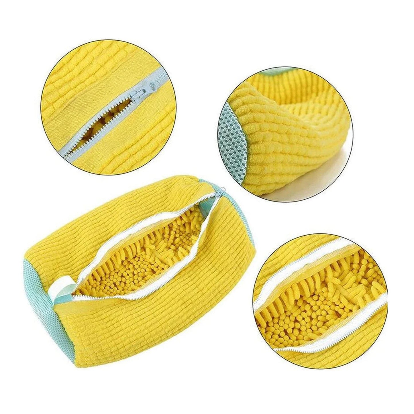Reusable shoe wash bag with auto-lock zipper for washing machine cleaning