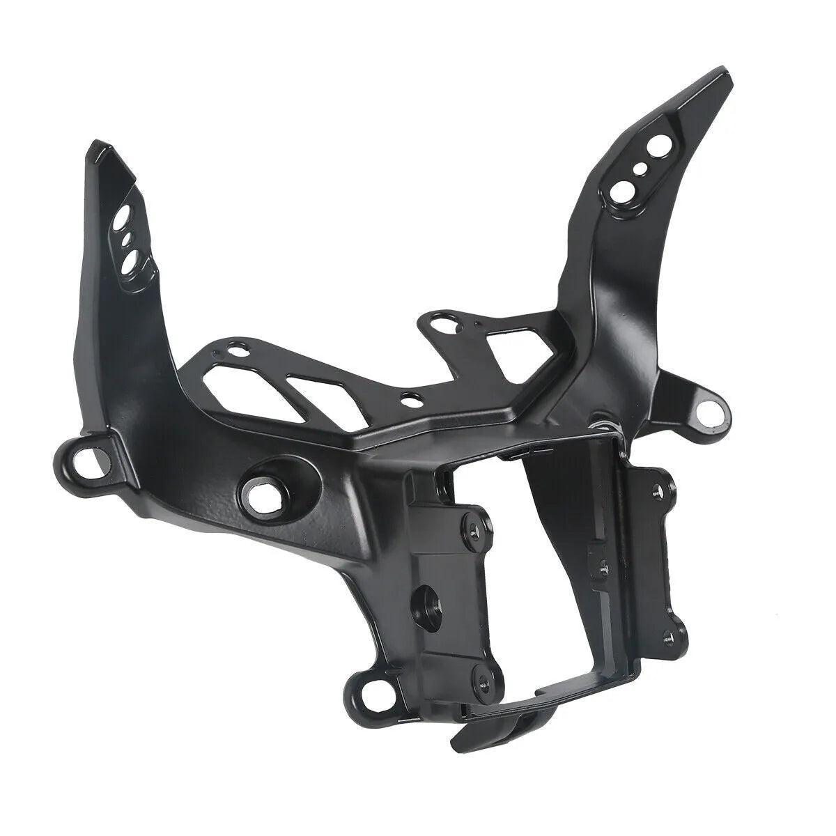 Black aluminium headlight mounting bracket for BMW S1000RR motorcycle 2009-2018.