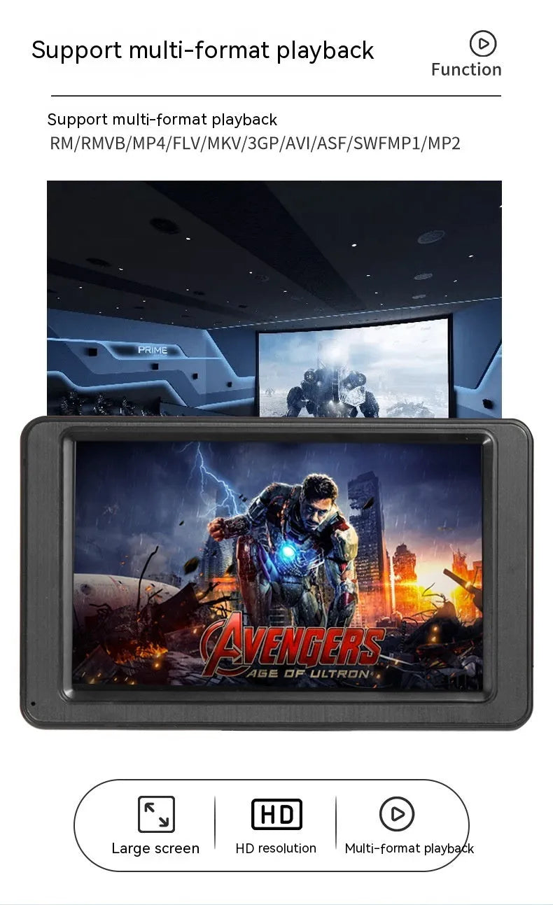 Black vehicle-mounted MP5 player with 7-inch screen on universal car bracket