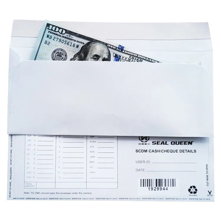 Blue anti-opening self-adhesive confidential envelope measuring 105 by 240 millimetres