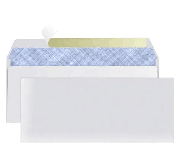 Blue anti-opening self-adhesive confidential envelope measuring 105 by 240 millimetres